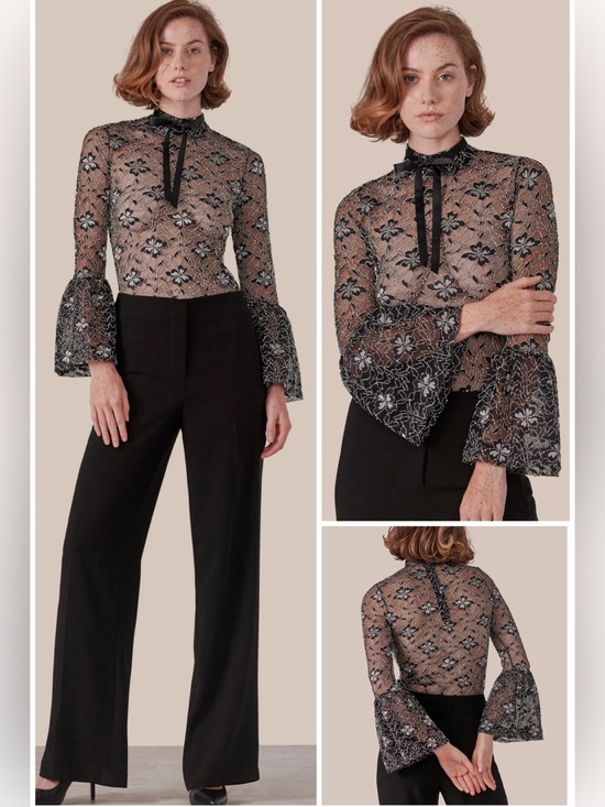 Anne Fontaine Tops - Anne Fontaine Sheer Black Lace Top Laurine Victorian Goth Romantic FR 42 US 10
